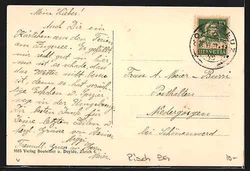 AK Risch am Zugersee, Partie an der Kirche mit Blick auf den See