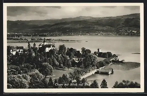 AK Cham, Gesamtansicht mit Blick auf Zug