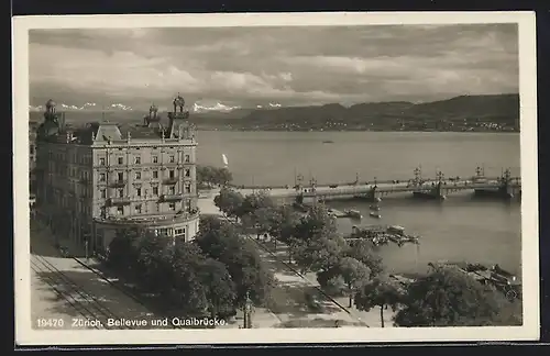 AK Zürich, Bellevue & Quaibrücke