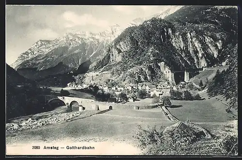 AK Amsteg /Gotthardbahn, Teilansicht