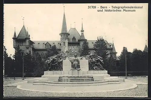 AK Bern, Telegraphendenkmal und historisches Museum