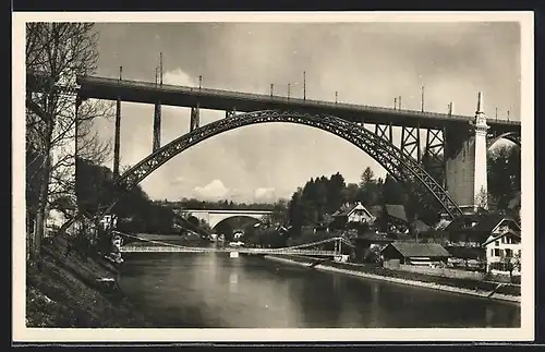 AK Bern, Kornhaus- und neue Lorrainebrücke