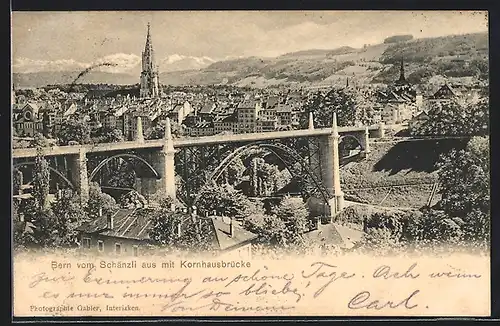AK Bern, Totalansicht vom Schänzli aus mit Kornhausbrücke
