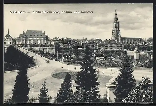 AK Bern, Kirchenfeldbrücke, Kasino und Münster