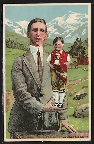 AK Appenzell, Seppetoni der kleinste Mann der Welt, Liliputaner