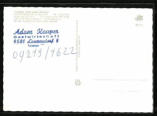 AK Lanzendorf, Gasthof Zum roten Ochsen, Ortsansicht mit Kirche