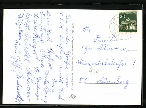 AK Leutenbach /Fränk. Schweiz, Gasthof-Pension Rumpler, Ortsansicht mit Ehrenbürg