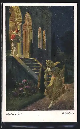 Künstler-AK Otto Kubel: Brüder Grimm, Aschenbrödel ging mit zu dem Fest..., Märchen