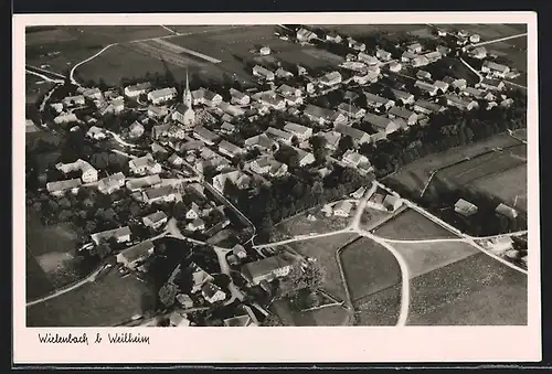 AK Wielenbach b. Weilheim, Ortsansicht vom Flugzeug aus