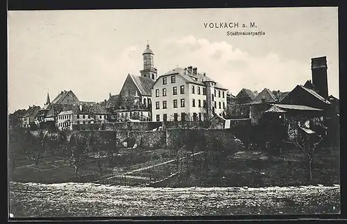 AK Volkach a. M., Stadtmauerpartie