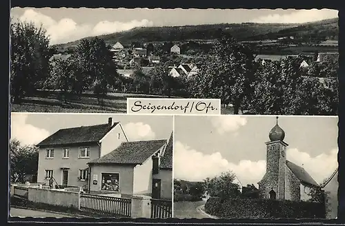 AK Seigendorf / Ofr., Totalansicht, Kirche