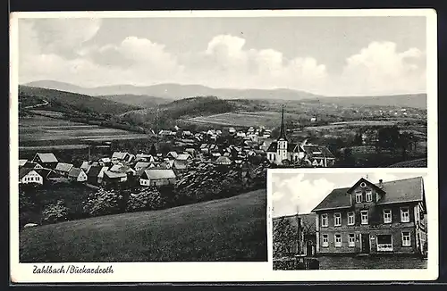 AK Zahlbach / Burkardroth, Gasthaus zum Hirschen, Panorama
