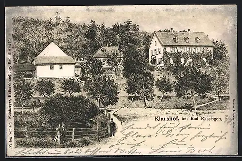 Lithographie Bad Kissingen, Ansicht vom Hotel Klaushof