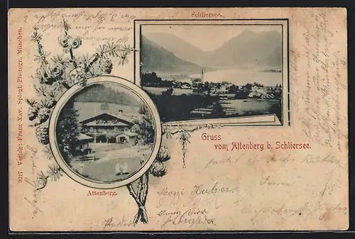 AK Schliersee, Ortsansicht und Attenberg