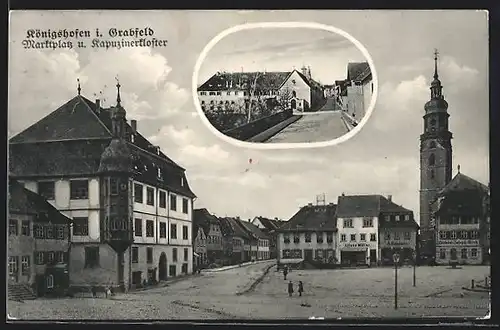 AK Bad Königshofen, Marktplatz und Kapuzinerkloster, Kirche