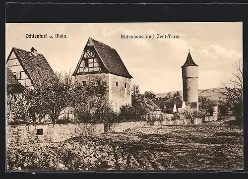 AK Ochsenfurt / Main, Hirtenhaus und Zent-Turm