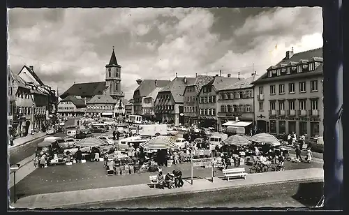 AK Bad Neustadt a. d. Saale, Marktplatz mit Verkaufsständen