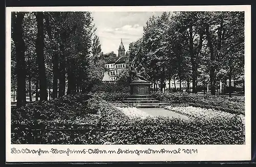 AK Bad Aachen, Monheimsallee mit Kriegerdenkmal 70 /71