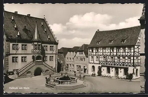 AK Volkach am Main, Rathaus mit Gasthaus Mainbrücke