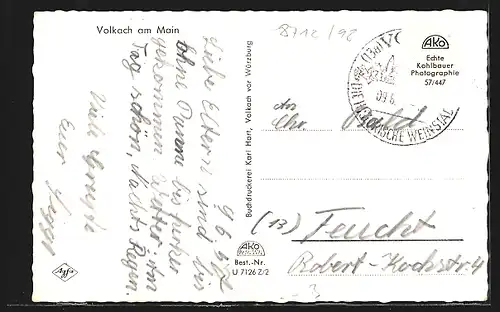 AK Volkach, Ortsansicht mit Weinbrand