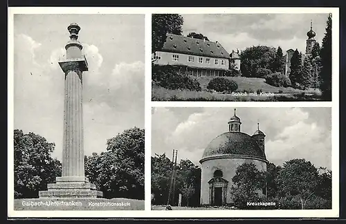 AK Gaibach /Ufr., Konstitutionssäule, Kreuzkapelle