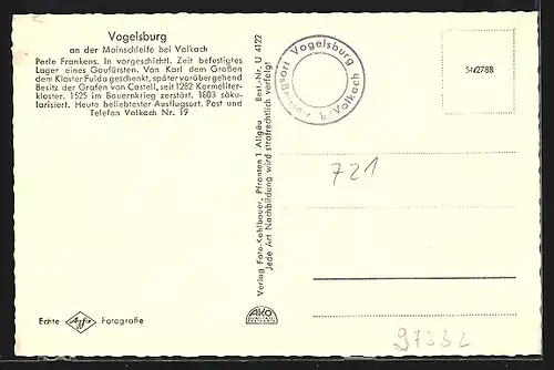 AK Volkach, Vogelsburg in Reben gebettet