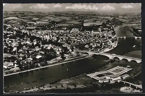 AK Kitzingen am Main, Totalansicht vom Flugzeug aus