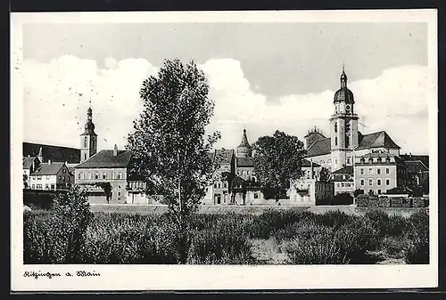 AK Kitzingen am Main, Ortspartie mit Kirche