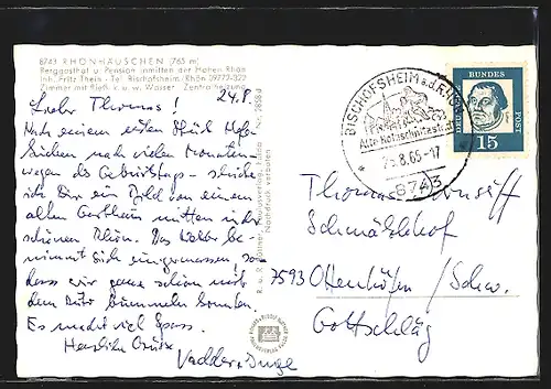 AK Bischofsheim /Rhön, Berggasthof und Pension Rhönhäuschen