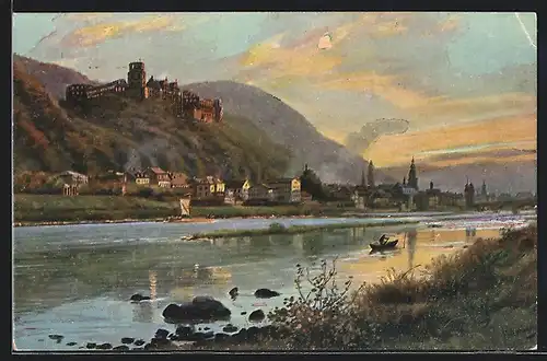 Künstler-AK Heinrich Hoffmann: Heidelberg, Teilansicht von der Ziegelhäuser Landstrasse gesehen