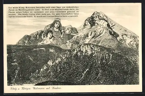 AK König und Königin Watzmann mit Kindern, Berg mit Gesicht / Berggesichter