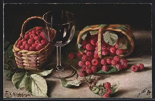 Künstler-AK Fritz Hildebrandt: Beeren und Kirschen