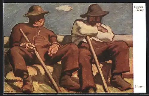 Künstler-AK Albin Egger-Lienz: Hirten, zwei Männer
