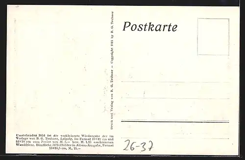 Künstler-AK Diefenbach: Per aspera ad astra, Teilbild 30, Vom Stier gezogene Organistin