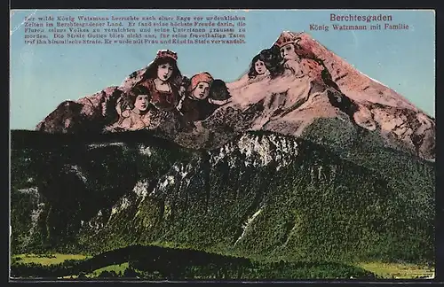 AK Berchtesgaden, Berggesichter, König Watzmann mit Familie