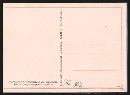 Künstler-AK Albin Egger-Lienz: Der Totentanz von Anno Neun, Der Tod und Männer in Waffen