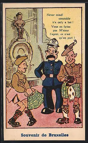 AK Bruxelles, Soldaten beim Manneken-Pis