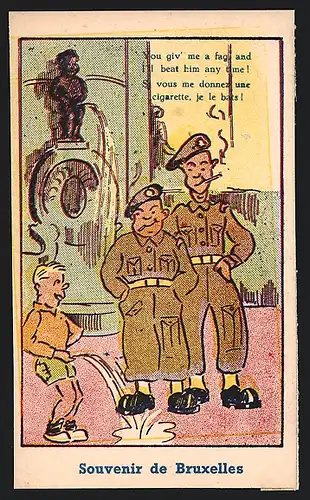 AK Bruxelles, Junge beim Urinieren vor dem Manneken-Pis