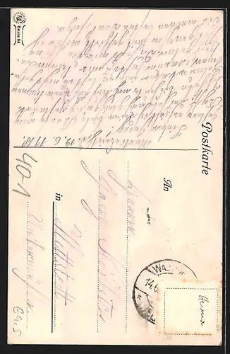 AK Weinende Frau wird vond Kuh beleckt-Scheiden tut weh