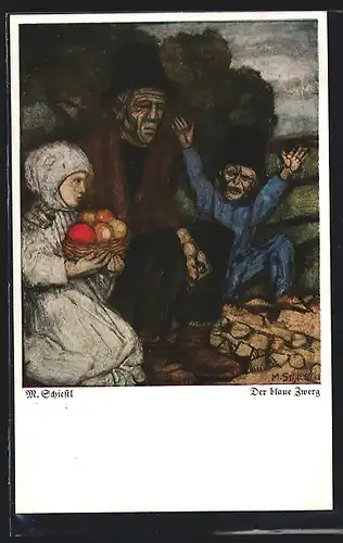 Künstler-AK Matthäus Schiestl: Der blaue Zwerg, Greis, Kind und Wicht