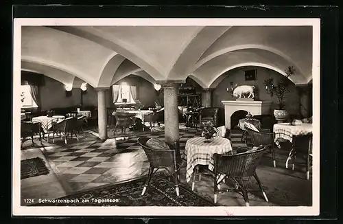 AK Schwärzenbach am Tegernsee, Inneres der Gaststätte Schwärzenbach