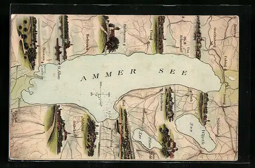 AK Breitbrunn, Landkarte mit versch. Seeen