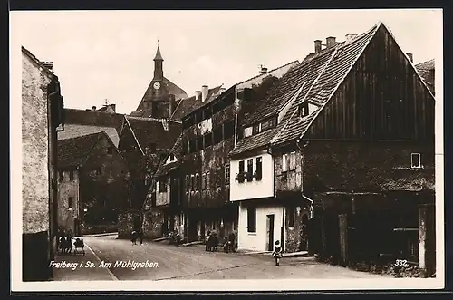 AK Freiberg, Strassenpartie am Mühlengraben