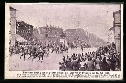 AK München, Einzug der siegreichen Truppen am 16. Juli 1871