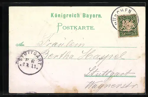 Lithographie München, Marienplatz, Siegesthor, Münchner Kindl