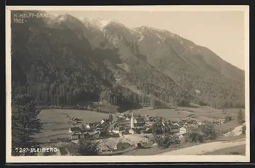 AK Bad Bleiberg, Ortsansicht mit Gebirgskette