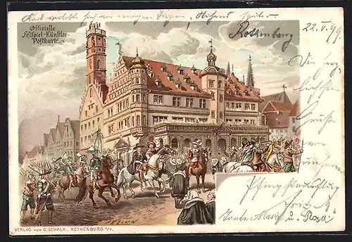 Künstler-AK Rothenburg, Festspiel, Tilly`s Einzug in Rotheburg anno 1631, Reiterei, Soldaten