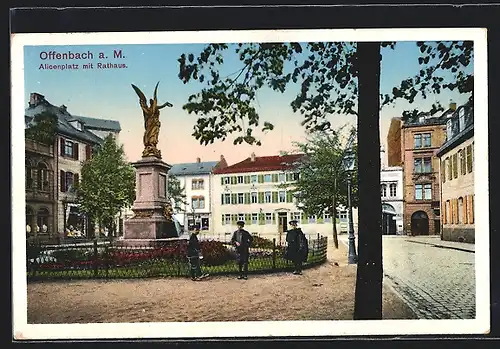 AK Offenbach, Aliceplatz mit Rathaus