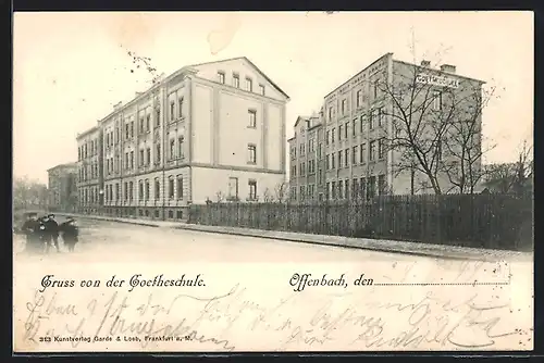 AK Offenbach, Strassenpartie an der Goetheschule