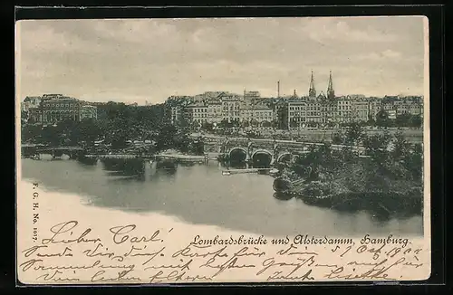 AK Hamburg, Lombardsbrücke und Alsterdamm